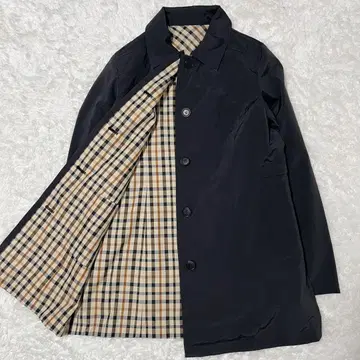 미사용급 DAKS 리버서블 스텐카라 코트 자켓 체크