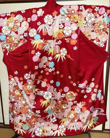 빨간색 화문 후리소데 기장 161