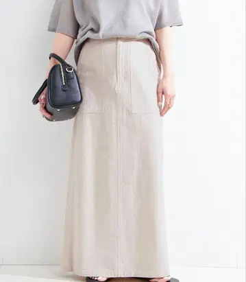 워셔블 벨트 포함 린넨 느낌 옥스 클라이밍 베이커 스커트
