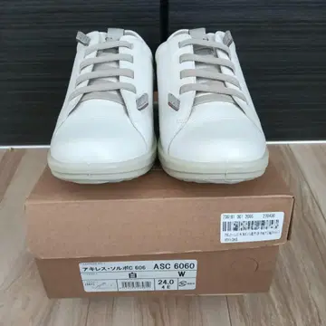 아키레스 솔보 소가죽 더블 충격 흡수 고무끈 슬립온 화이트 24.5 4E