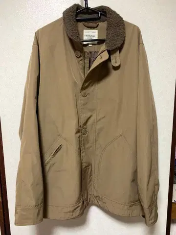 NATURAL STORY 보아 옷깃 나일론 자켓 블루종 카키