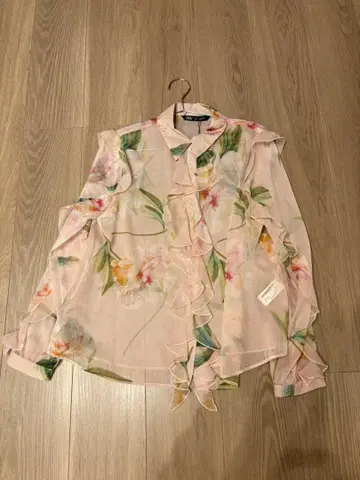 꽃무늬 핑크 긴팔 셔츠 S 사이즈