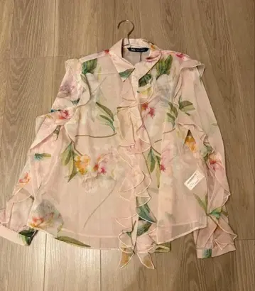 꽃무늬 핑크 긴팔 셔츠 S 사이즈