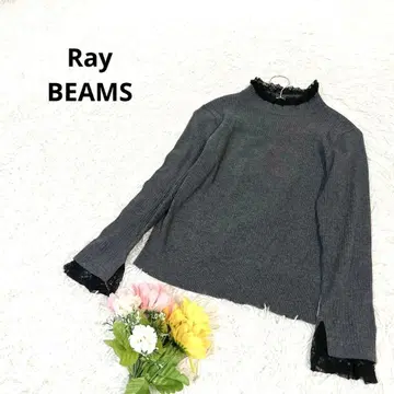 레이빔즈 상의 니트 터틀 레이스 레이어드 스타일 리브