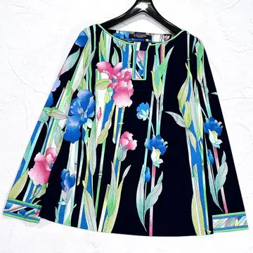 LEONARD 레오나르 티셔츠 칸칸 트리밍 꽃무늬 멀티 컬러