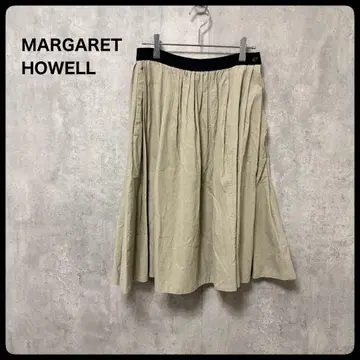 # MARGARET HOWELL 베이지 플레어 스커트 무릎 기장 스커트