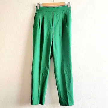 글로벌 워크 팬츠 슬랙스 그린 S 하의 허리밴딩 턱