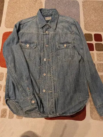 HOUSTON 데님 셔츠 라이트 블루 긴팔 2 포켓