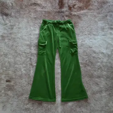 그린 카고 플레어 팬츠