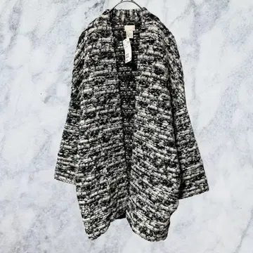12636 에이치앤엠 트위드 니트 가디건 블랙 화이트 S 루즈핏