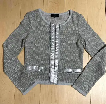 라메 믹스 니트 가디건