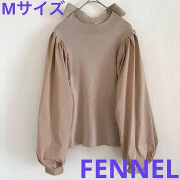 페넬 백리본 벌룬 소매 니트 베이지 M 사이즈