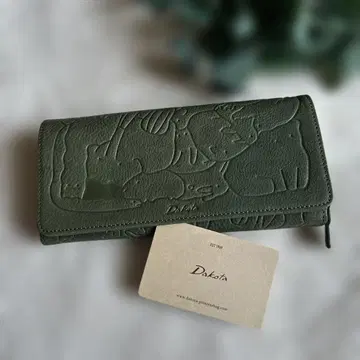 새상품 Dakota 그린 가죽 장지갑 동물 엠보싱 가공