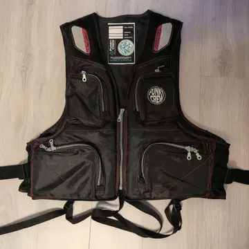 FUNKY CREW 낚시용 조끼 블랙과 빨간색 2개 세트