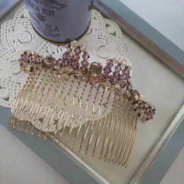 컴플렉스 비즈 빗 헤어 액세서리 스와로브스키 리본