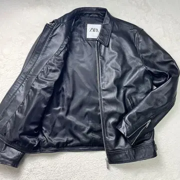 ZARA 램 가죽 싱글 라이더 자켓 블랙 L