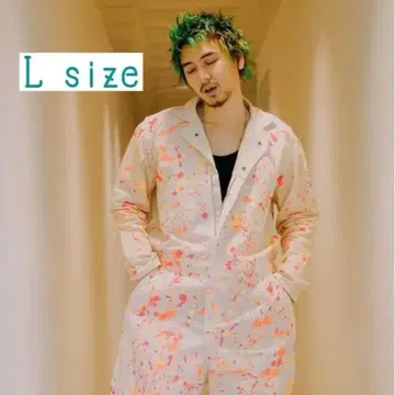 후지이 카제 아시아 투어 의상풍 L 사이즈 스플래터 페인트 화이트