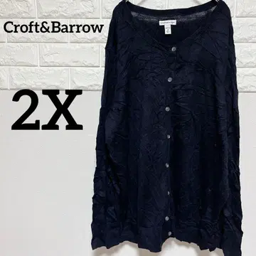 Croft&Barrow [ 2X ] 긴팔 가디건 블랙 심플 앞 버튼