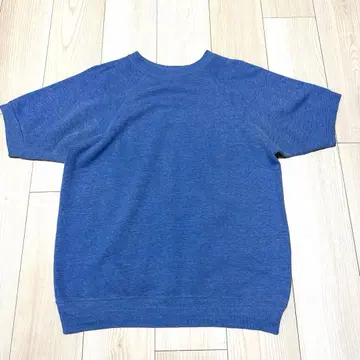 70~80s 반팔 맨투맨 XL 상당 색스 블루 코튼 아크릴