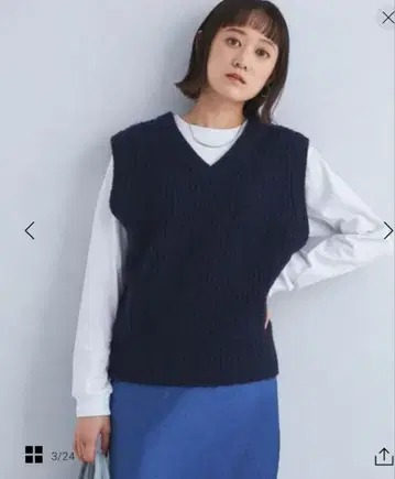 미사용 새상품 그린라벨 2WAY 브러쉬드 베스트 NAVY