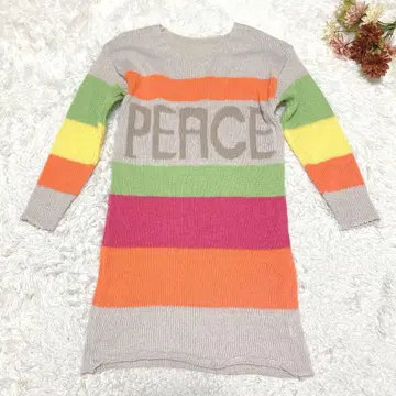 s.2099 캐주얼 풀오버 니트 긴팔 원피스 무릎 아래 컬러풀