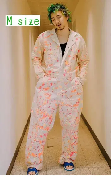 후지이 카제 아시아 투어 의상풍 작업복 M 사이즈 스플래터 페인트 화이트