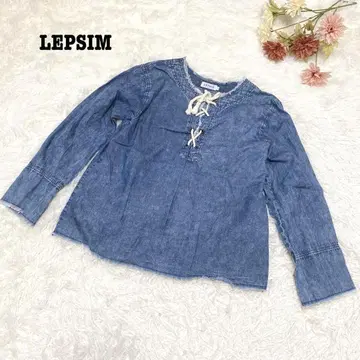 s.483 [렙심] 데님풍 상의 프린지 캐주얼 뜨개질 F