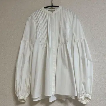 UNITED ARROWS 화이트 플리츠 셔츠 36