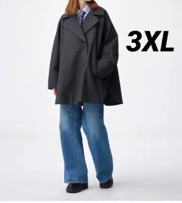 미사용 새상품 지유 코지 멜톤 케이프 코트 3XL