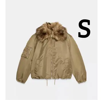 미사용 새상품 ZARA 인조 모피 옷깃 봄버 자켓 S