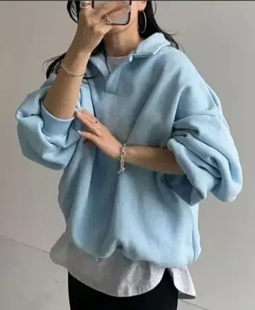 wee9s 오버 사이즈 볼륨 슬리브 맨투맨 스카이블루