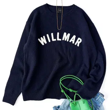 새상품급 스픽 앤 스팬 2023 자수 로고 니트 네이비 화이트