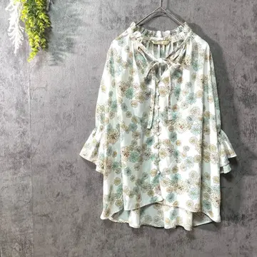 폴앤조 유니클로 콜라보 긴팔 블라우스 튜닉 꽃무늬 페미닌