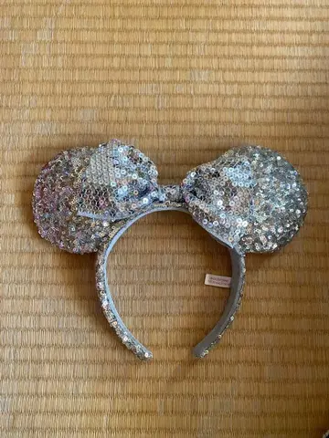 디즈니 미니 스팽글 머리띠 실버 화이트