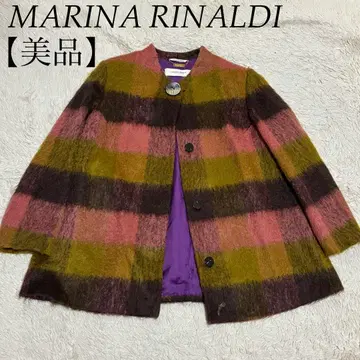 MARINA RINALDI 새상품급 고급스러움 모헤어 샤기 노카라 코트