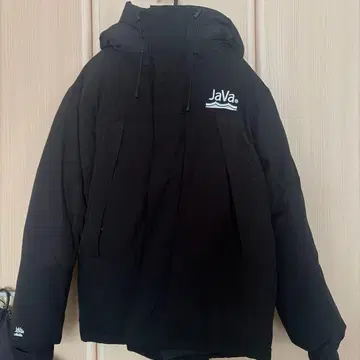 JaVa. 후드 부착 블랙 다운 자켓