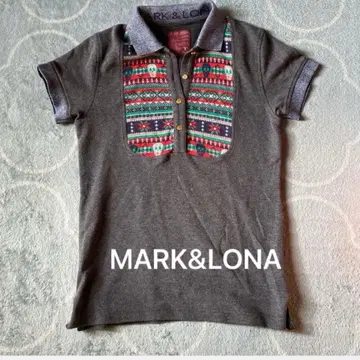 MARK&LONA 귀여워요! 마크앤로나 피케 셔츠 반팔 그레이 스컬 패턴