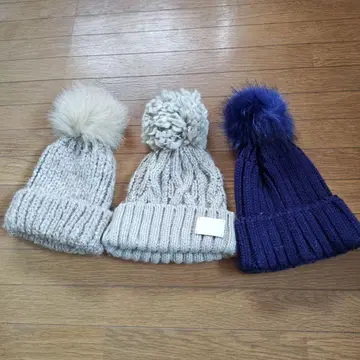 override & SENSE 폼폼 포함 니트 모자 3세트