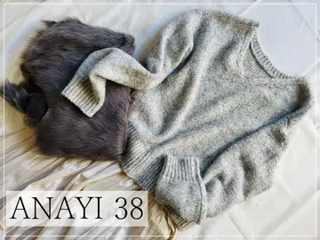 ANAYI 그레이 스팽글 장식 V넥 니트 스웨터 38