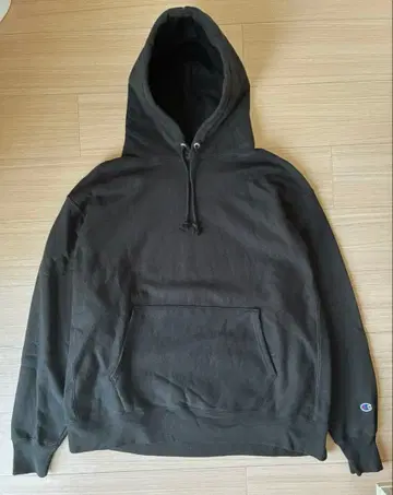 Champion US 규격 리버스 위브 후드 맨투맨 블랙