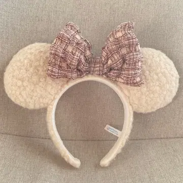 미키 모양 귀 달린 머리띠 (크림색)