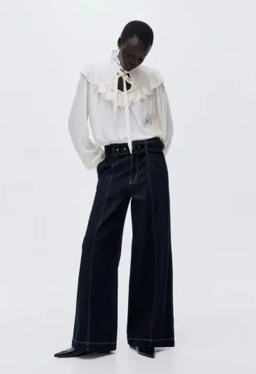 [ 완판템 ] 와이드 하이 데님