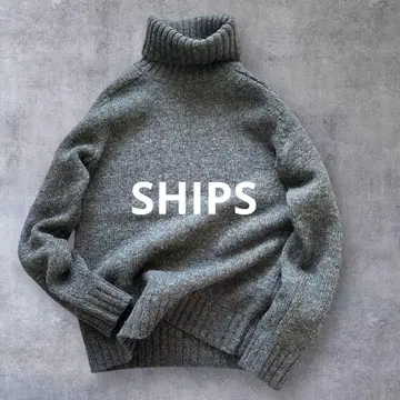 쉽스 고급 울 두툼한 래글런 터틀 풀오버 그레이 클리닝 완료