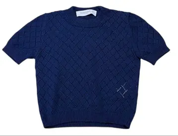 GOLDEN GOOSE 숏 슬리브 네이비 다이아몬드 편직 니트