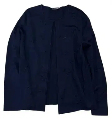 AKRIS 아크리스 플라워 자수 블랙 노카라 가디건