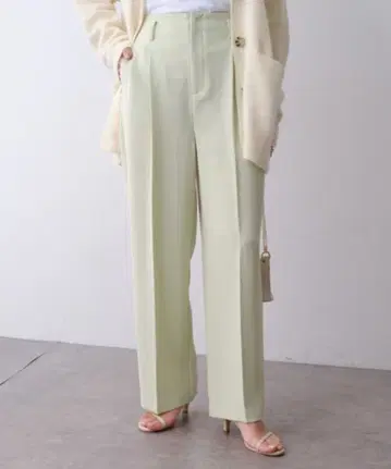 콜라주 개럴개런트 옅은 그린 하이웨스트 와이드 팬츠