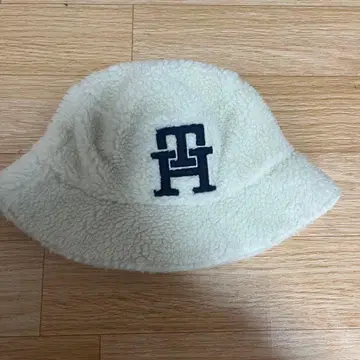 TOMMY 로고 자수 버킷 햇 아이보리