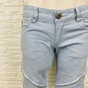 데니 로즈 팬츠 스키니 M 지퍼 디자인 [ 2888-1 ]