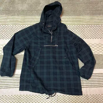 BEAMS 다크 그린 체크 무늬 마운틴 파카 L