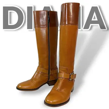 새상품급 DIANA 다이애나 롱 부츠 사이드 지퍼 벨트 브라운
